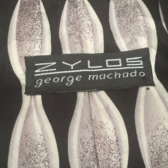 Zylos George Machado 100% Silk Neck Tie Men's Business Executive Black Gray - Picture 8 of 8